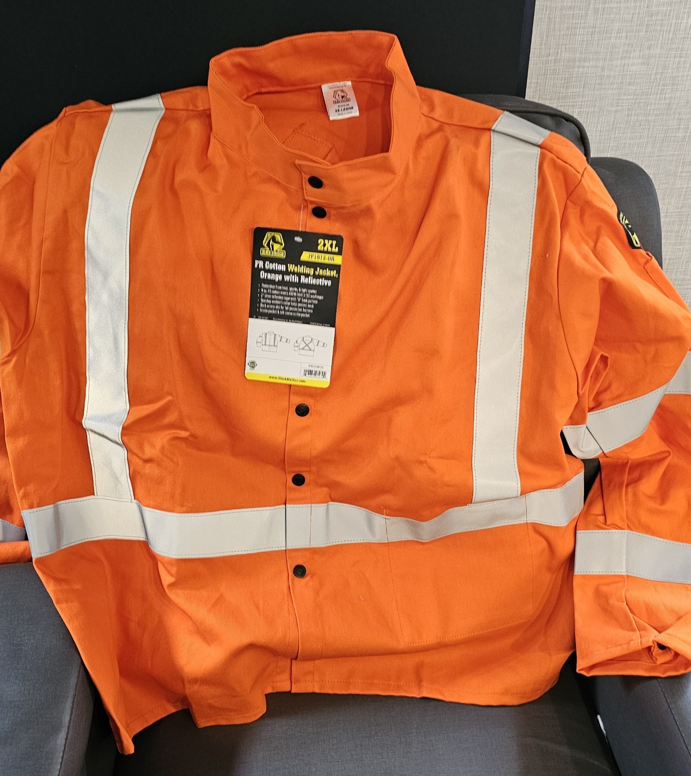 Black Stallion High Vis Welding Jacket  jf1012-OR size 2x