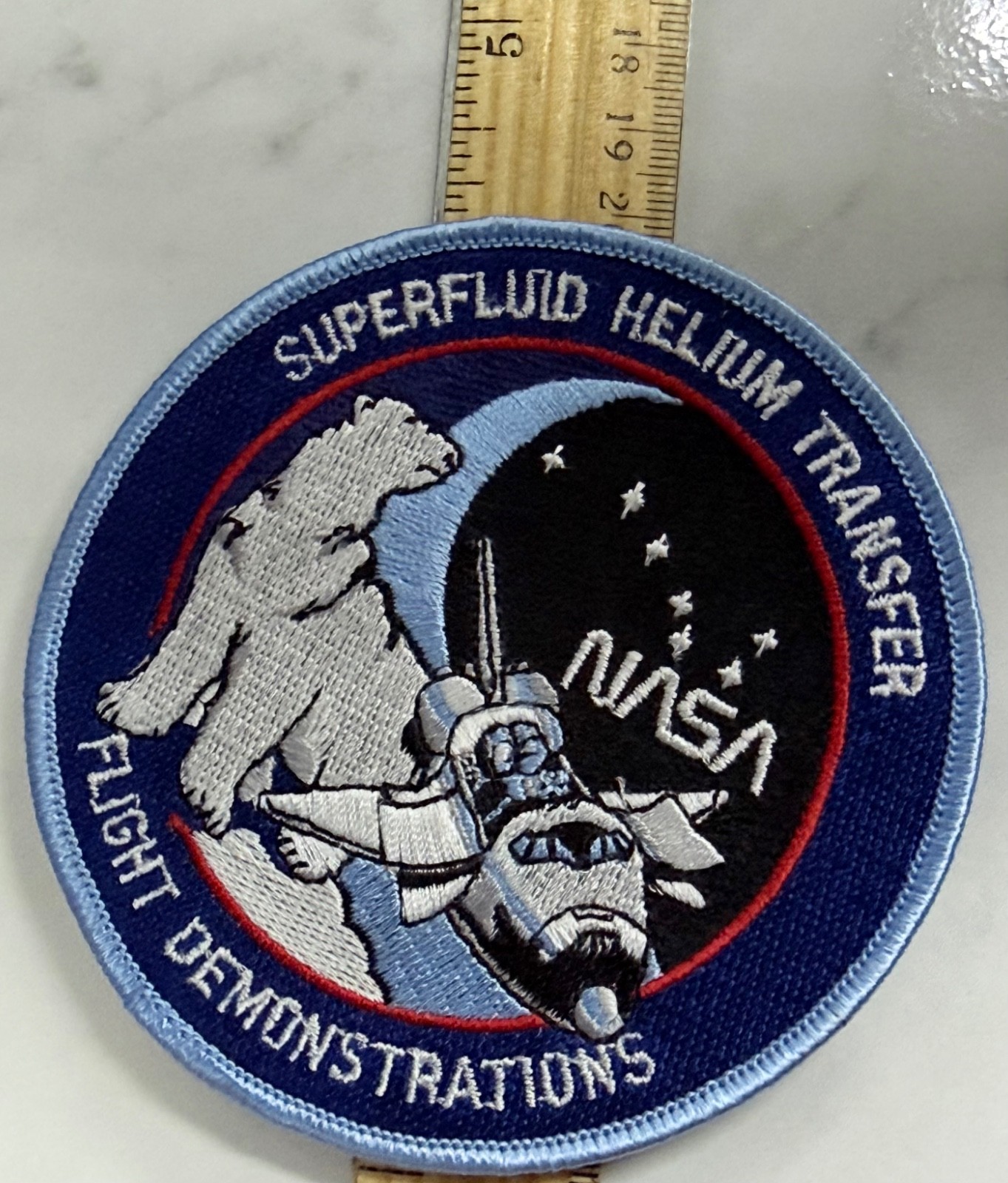 Vtg NASA Superfluid Helium Transfer Flight Demonstration Payload Patch Cloth '93