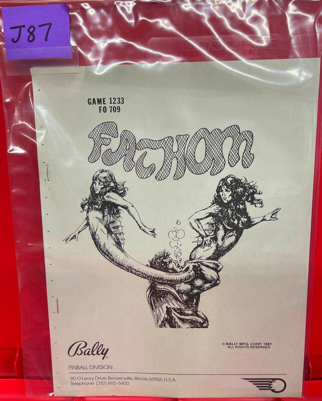 Fathom Pinball Machine Operations/Service/Repair/Troubleshooting Manual J87