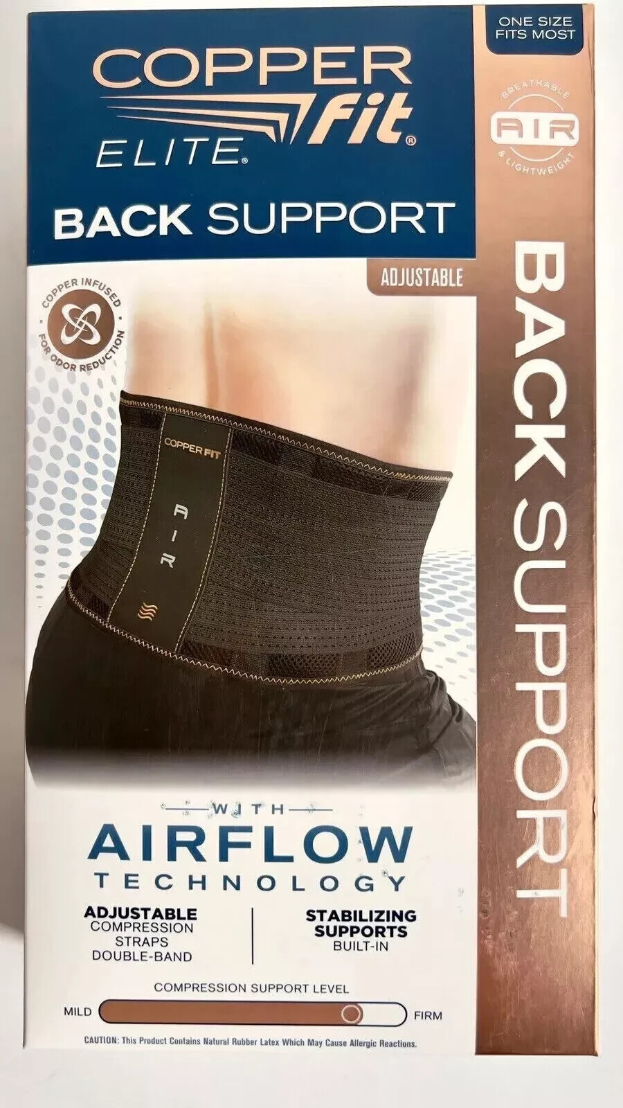 Elite Copper Back Support Compression Adjustable Straps Stabilizing Airflow