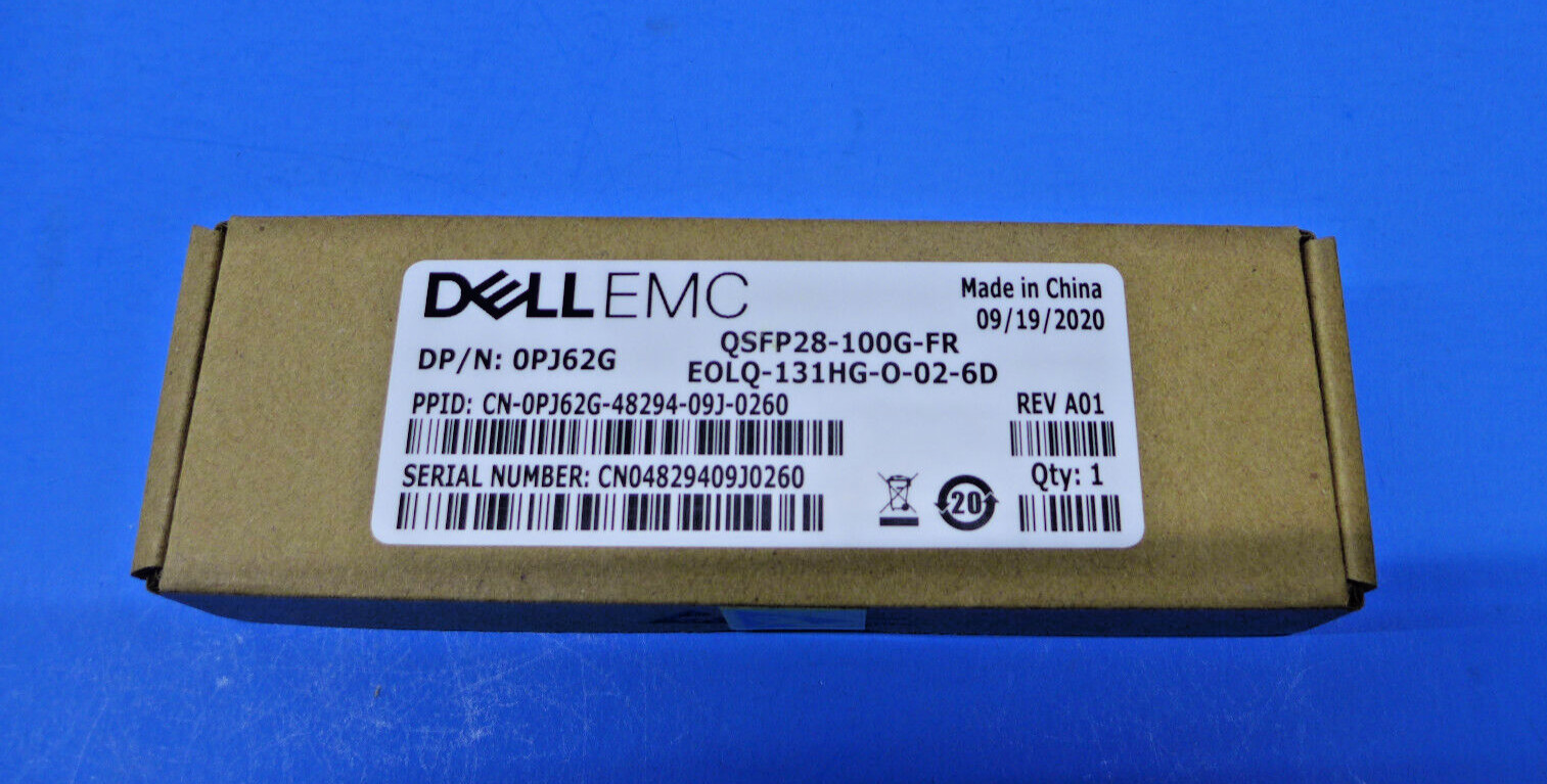 NEW Dell EMC QSFP28-100G-FR Class 1 Transceiver 21CFR EOLQ-131HG-O-02-6D PJ62G
