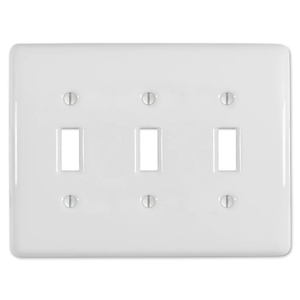 Metro White Porcelain Switchplate Ceramic Wall Plate Outlet Light Switch Cover