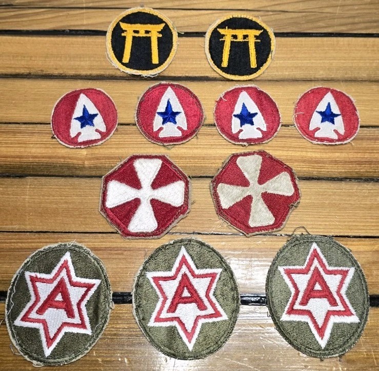 Vintage US Army Patch Lot 11pc WWII Era 6th Army 8th Army Combat Dev Ryukyus