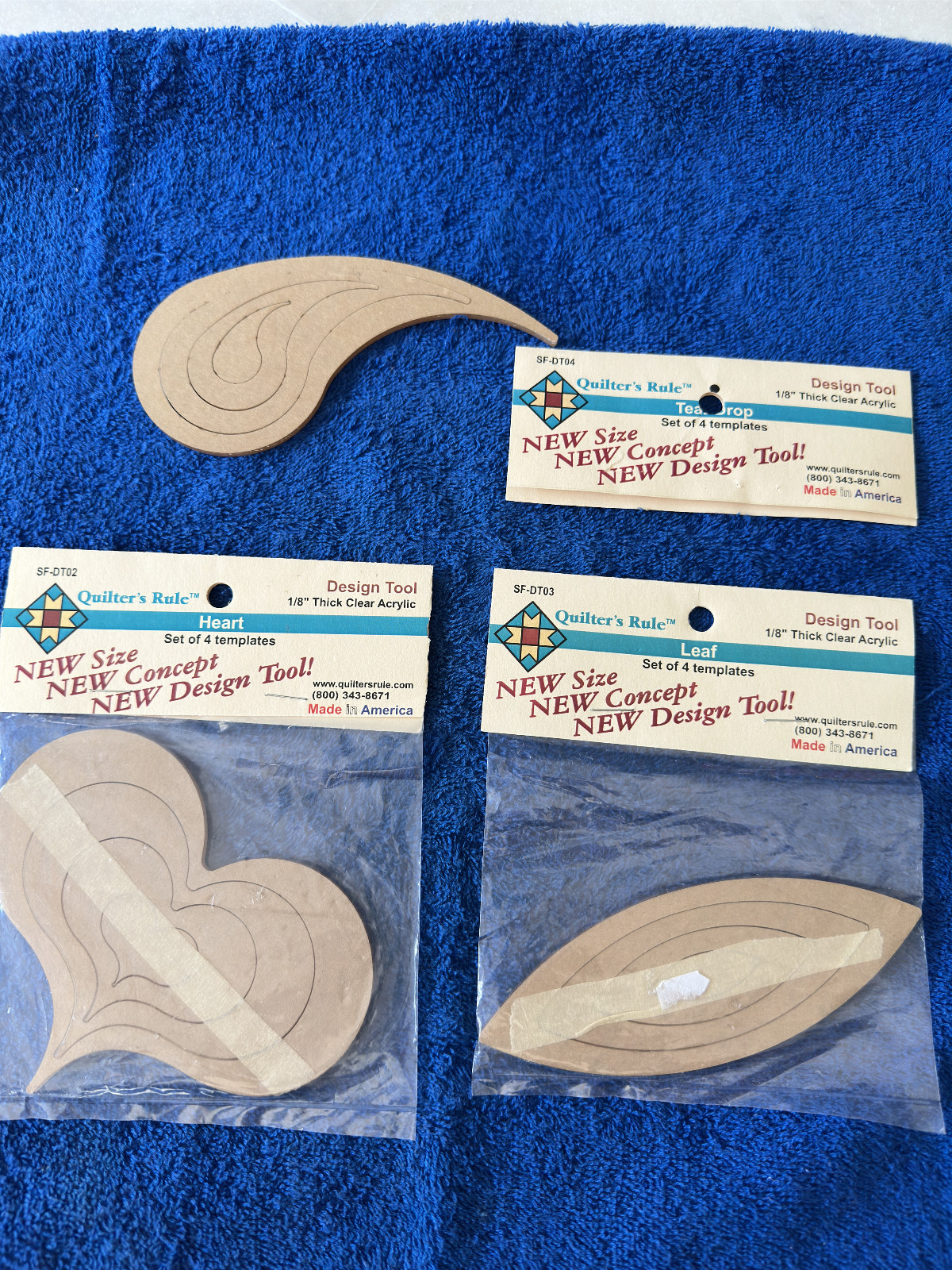 Quilter's Rule Design Tools 1/8" thick acrylic  3 sets of 4 templates