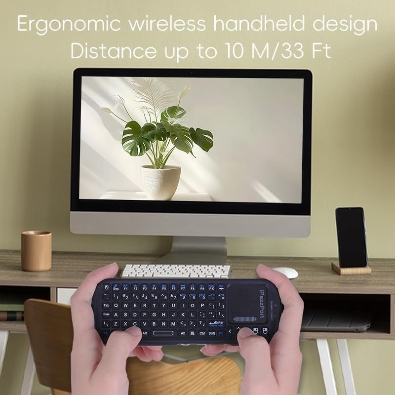 Ergonomic Wireless Mini Keyboard with Long Range Touchpad - Connect Anywhere