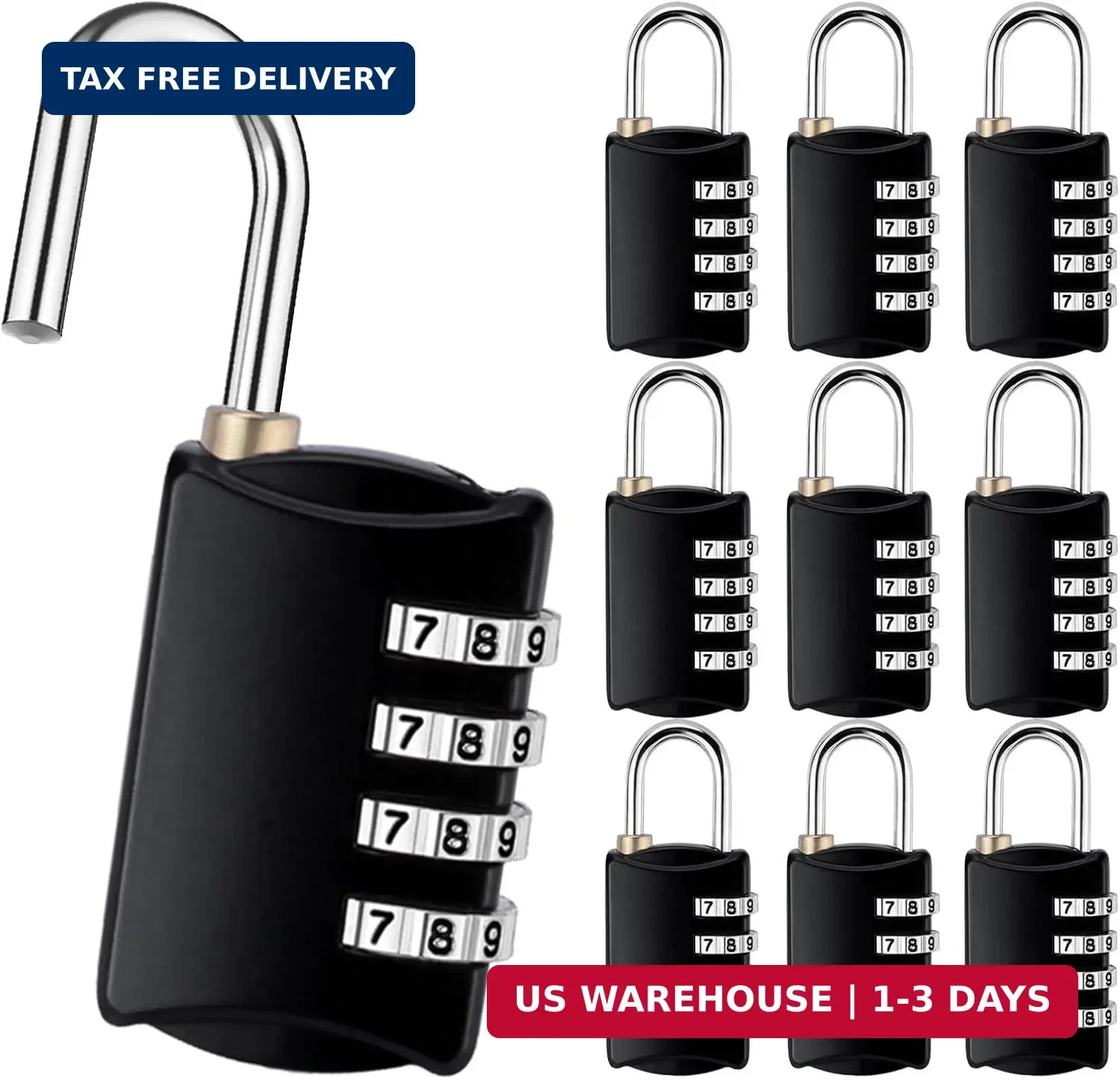 Combination Lock Waterproof Resettable 4 Digit Padlock 10Pcs | Outdoor Metal Loc