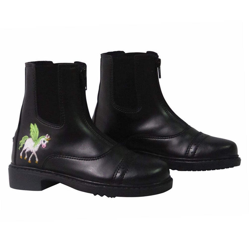 TuffRider Childrens Unicorn Front Zip Paddock Boots Black