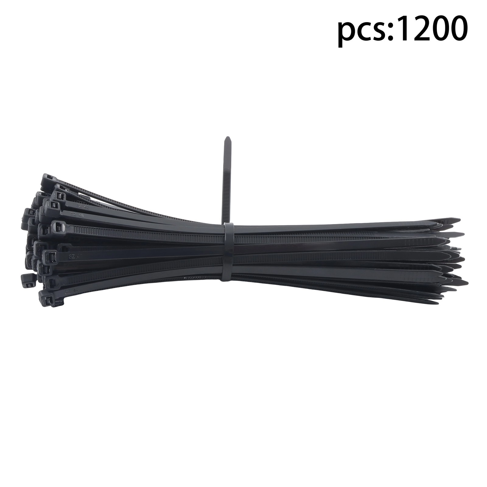 8 Inches, 65 lb Tensile Strength, Self-locking Nylon Cable Ties, Black, 1200Pcs