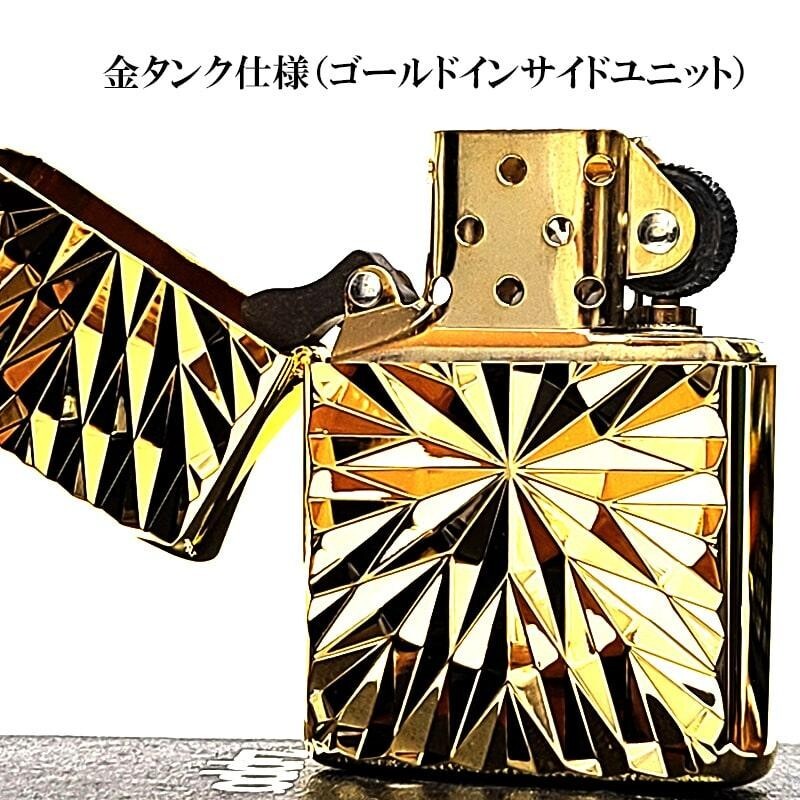 Zippo Armor Diamond Cut Engraving 2 Side Processing Mirror Finish Gold Lighter