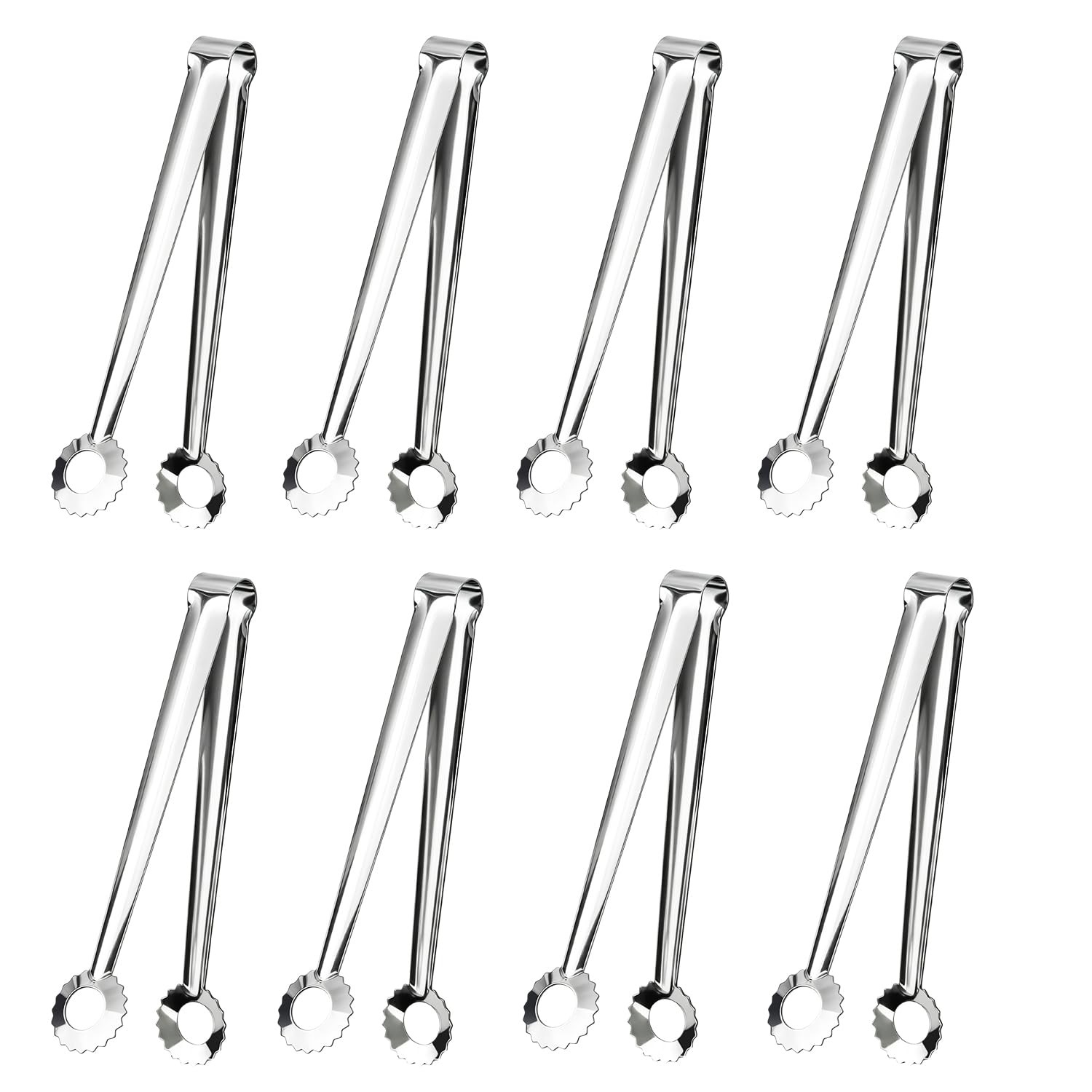 Kzovone 8 PCS 9 Inch Stainless Steel Serving Tongs, Metal kitchen tongs,Mini ...