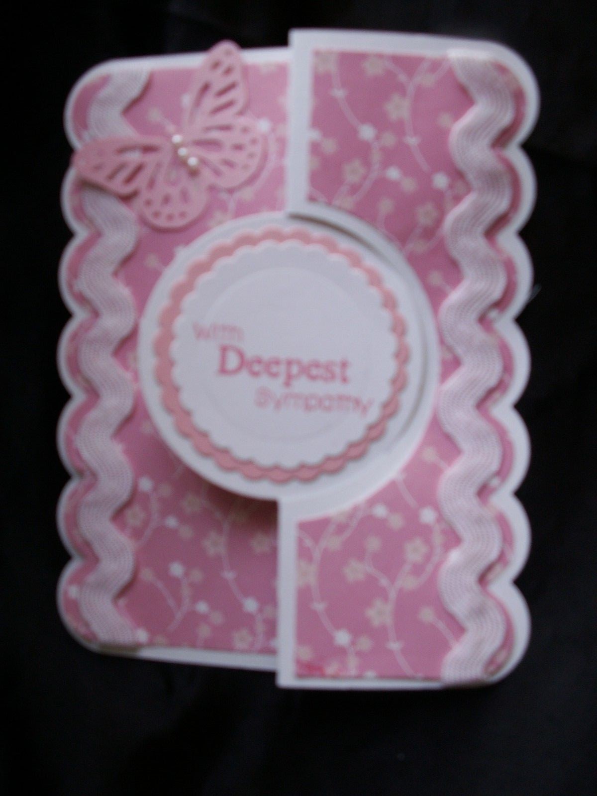Handmade Sympathy Card With Deepest Sympathy Flip It Card Butterfly & Pearls