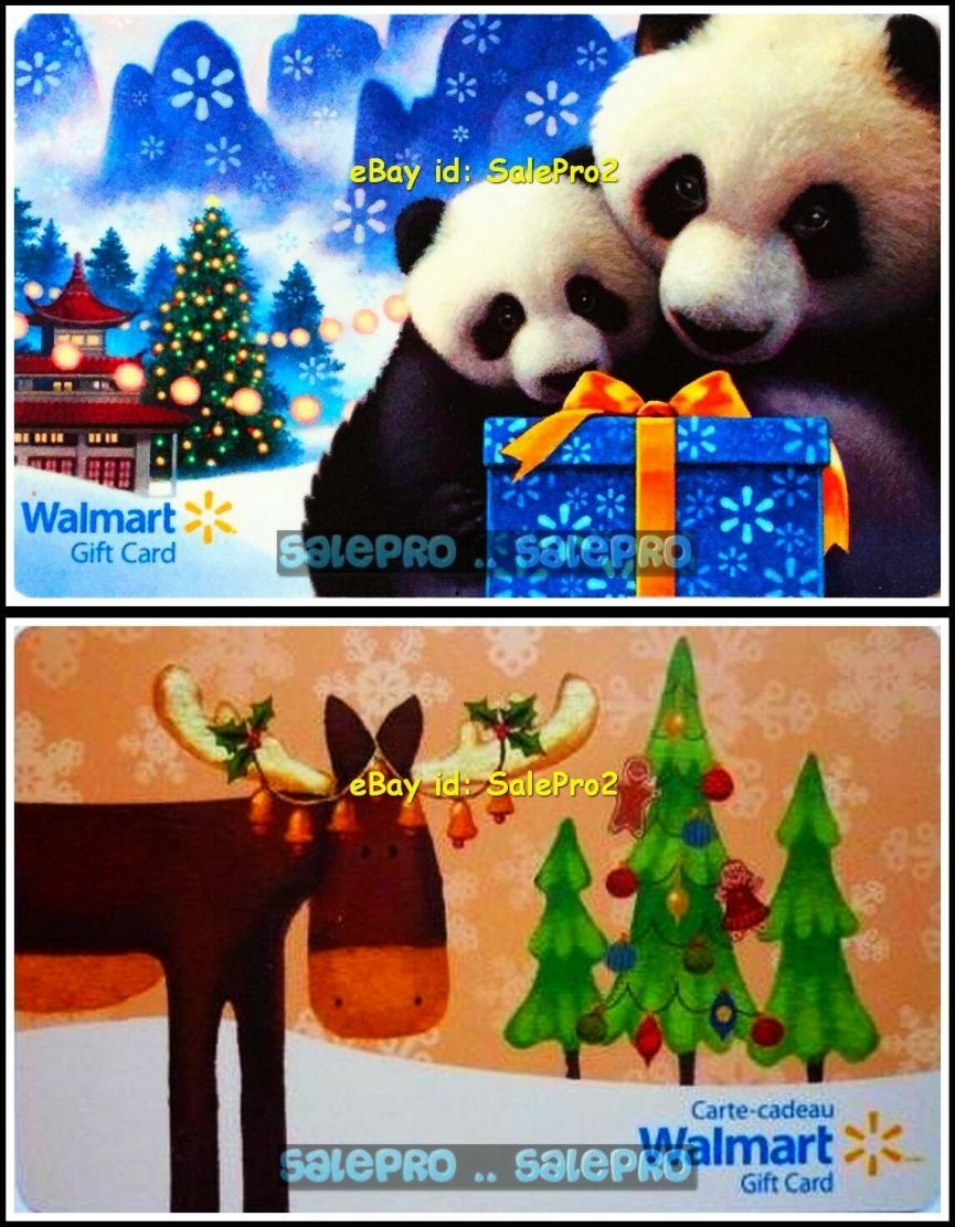 2x WALMART CHRISTMAS REINDEER TREE NIGHT BEARS CADEAUX COLLECTIBLE GIFT CARD LOT