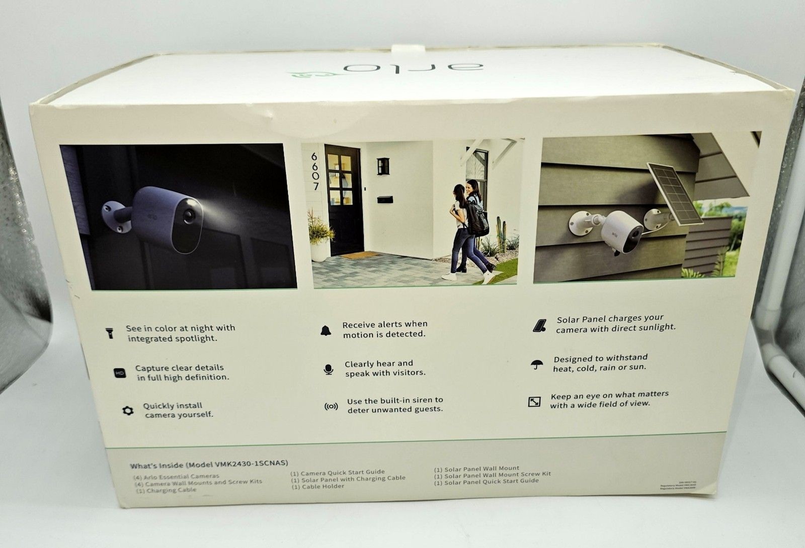 EMPTY BOX ONLY! Arlo Essential Spotlight Camera System (4-Pack) + Solar Panel VM