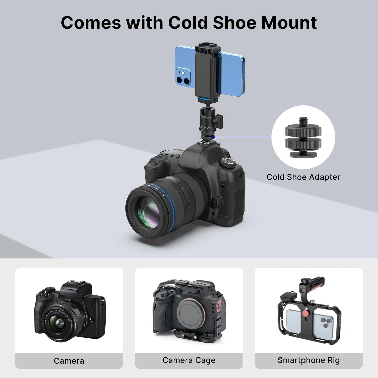 Mini Ball Head, rubesee Panoramic Camera Tripod Head with 1/4" Screw black