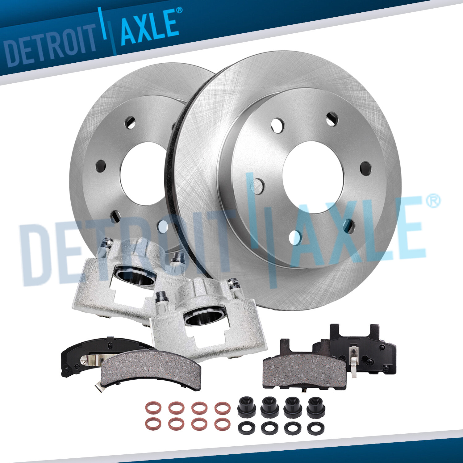 Front Disc Rotors & Calipers + Brake Pads for Chevrolet GMC K1500 K2500 Tahoe