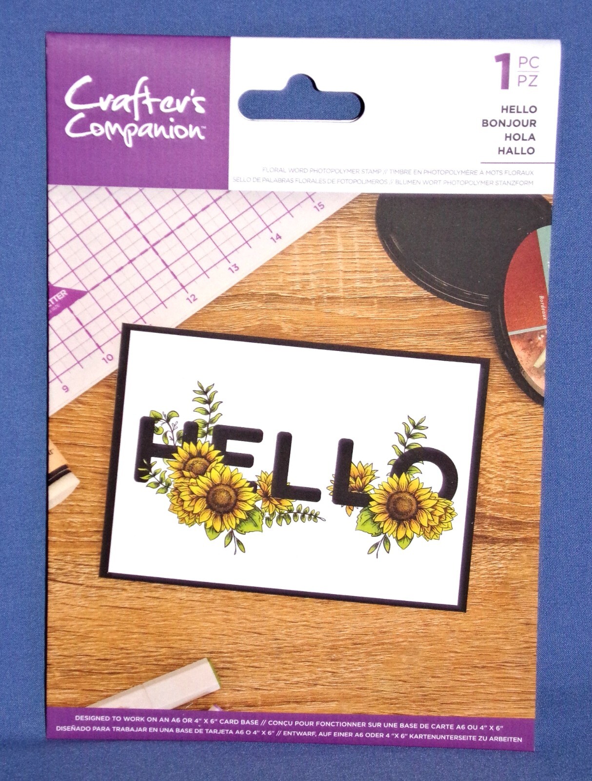 Hello Floral Photopolymer Clear Stamp 1pc Crafters Companion Free Ship All New