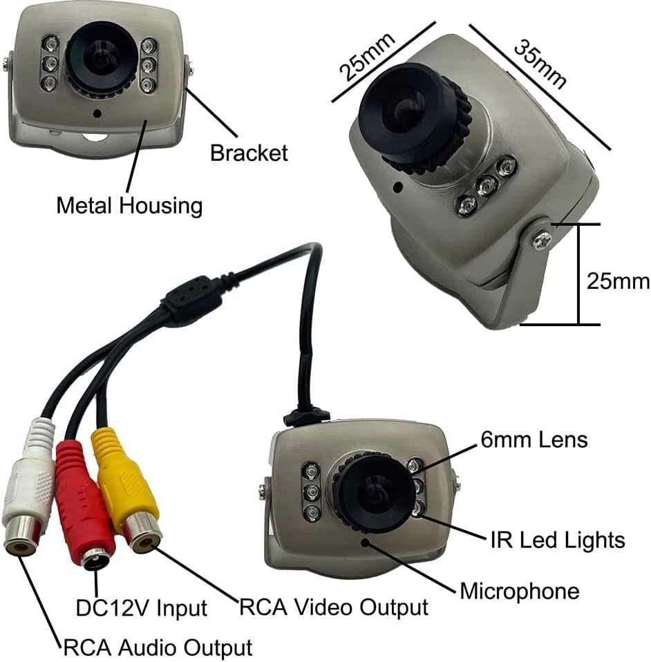 CCTV 1/3 CCD 1000tvl 6mm 6 IR LED Mini Video Security Camera Waterproof +Bracket