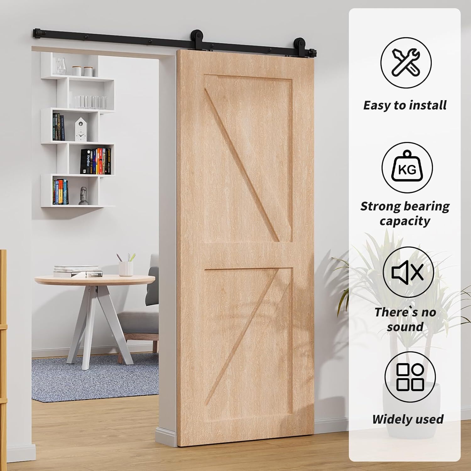 4FT-20FT Sliding Barn Door Hardware Track Single/Double Doors Kit,Closet/Kitchen