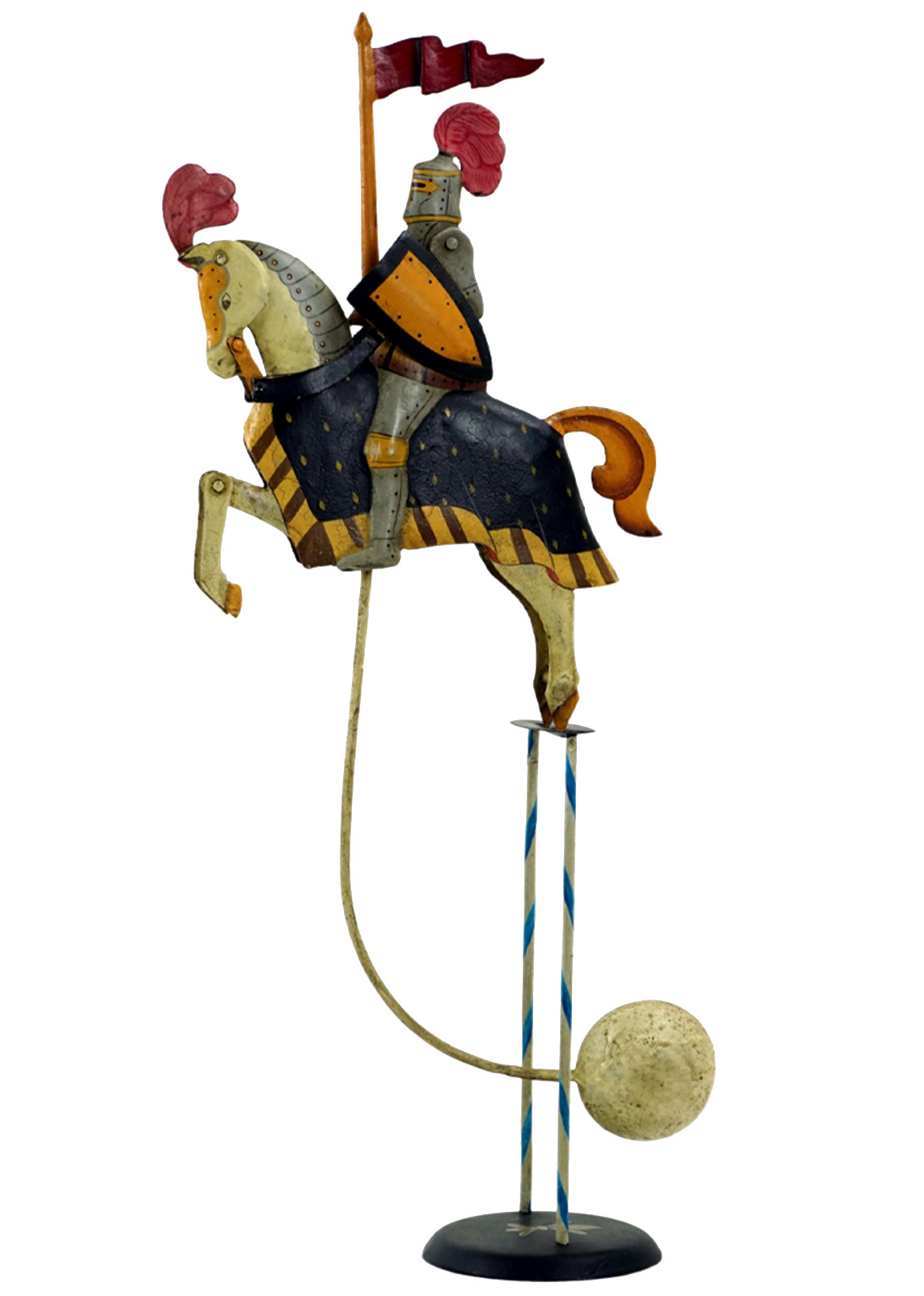 Medieval Knight On A Horse Sky Hook Teeter Totter 22" Tin Balance Folk Art Toy