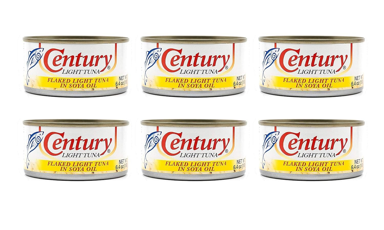 Century Filipino Flaked Light Tuna in Soya Oil (6 Pack, Total of 38.4oz)