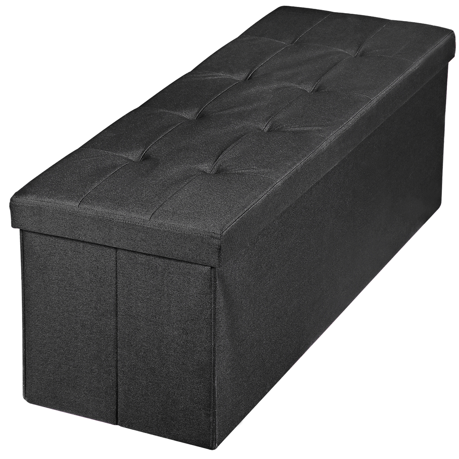 43" Long Durable Ottoman Bench Storage Bench Chest Food Stool 8 Stitchings Black
