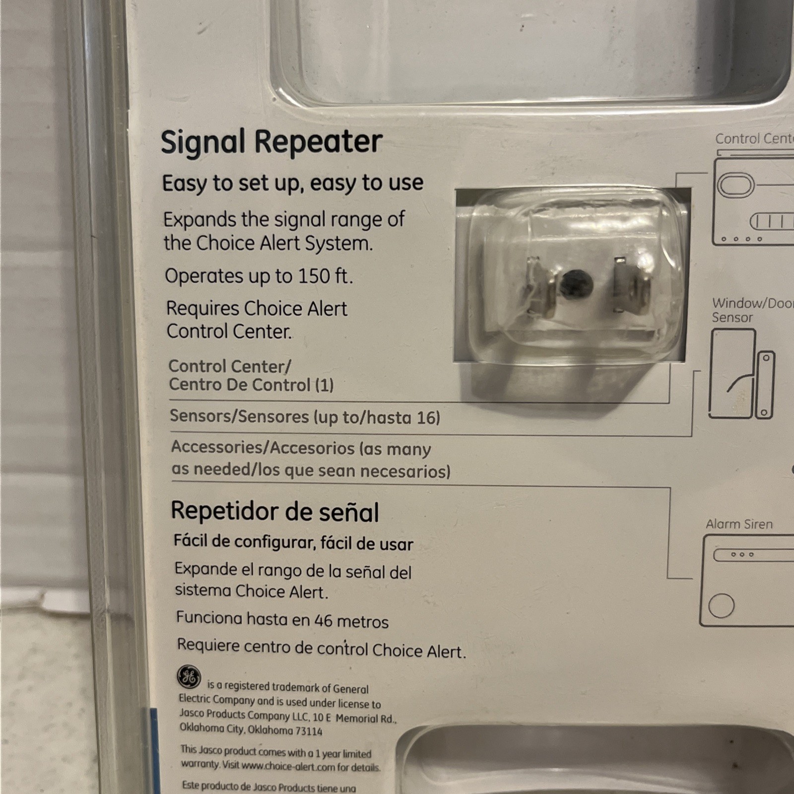 GE Choice Alert Wireless Alarm System Signal Repeater Expands 150 Feet 45138 NEW