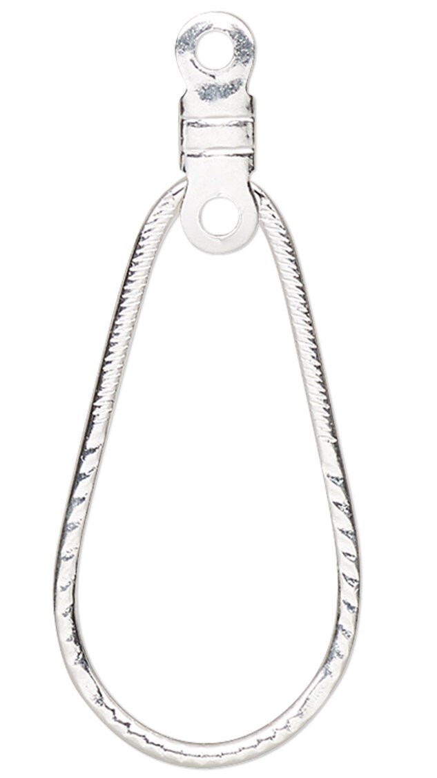 10 Silver Plated Steel 16 Gauge 27x12.5mm Notched Teardrop Beading Hoop Earwires