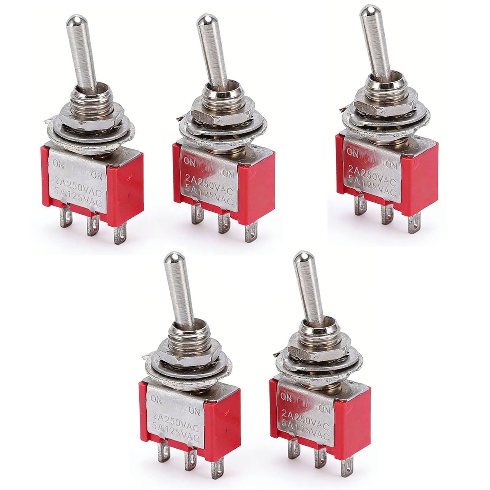 5Pcs AC 250V/2A 120V/5A ON/ON 2 Positions SPDT Mini Micro Toggle Switch New