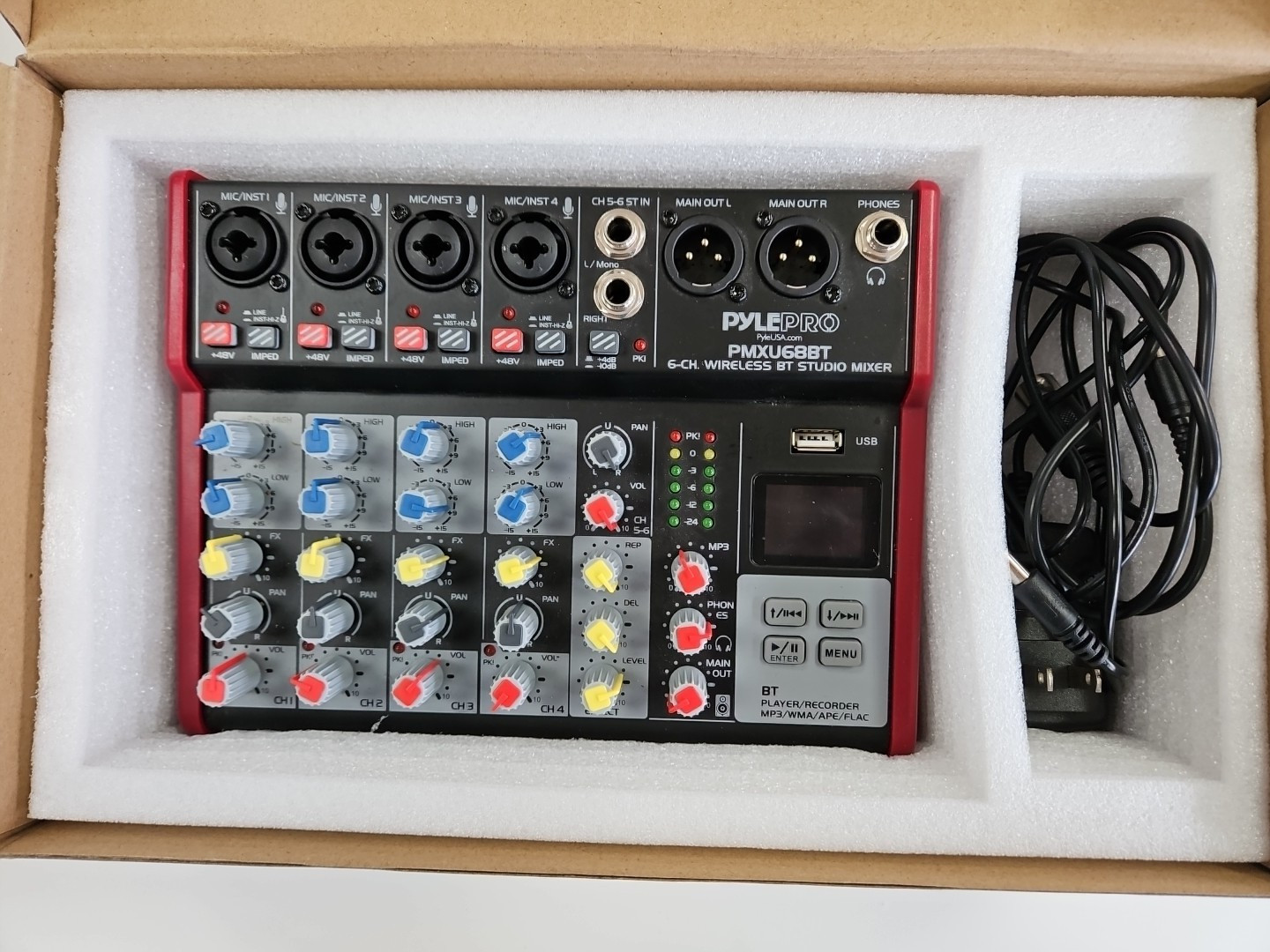 Pyle Professional DJ Audio Mixer Bluetooth 6 Channel Portable Sound Mixer USB
