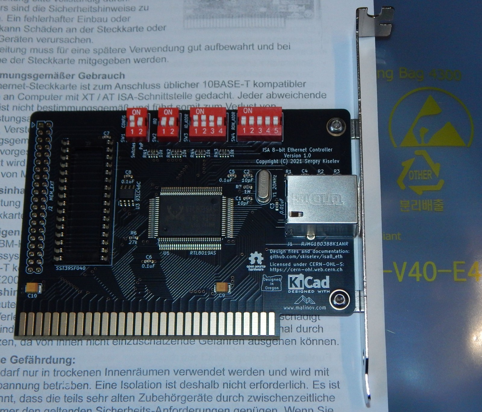 XT ISA 8-Bit Ethernet Controller LAN Network Card Board Network Card Network