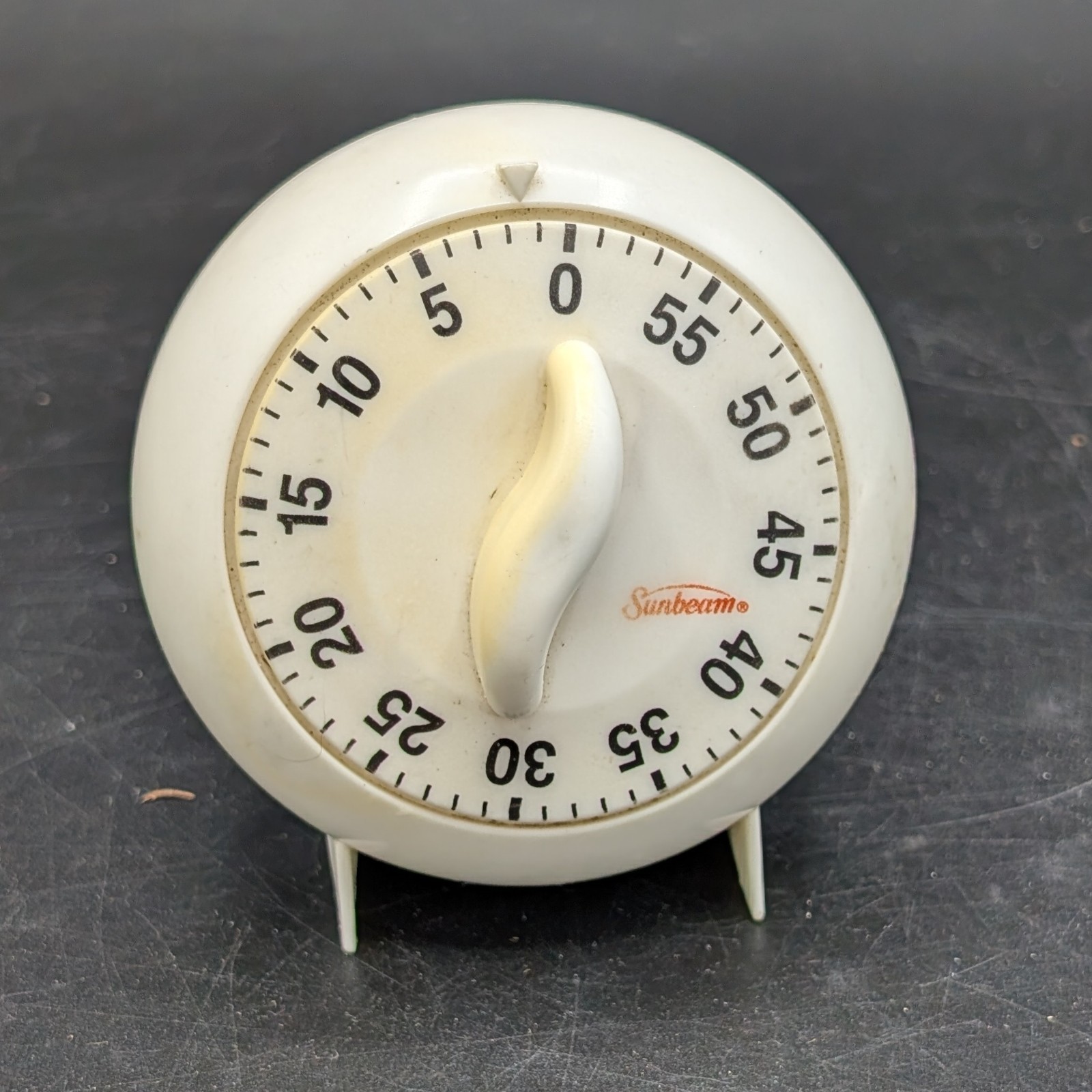 Vintage 1950's Sunbeam Mechanical Kitchen Timer Plastic White Analog 60 Minutes
