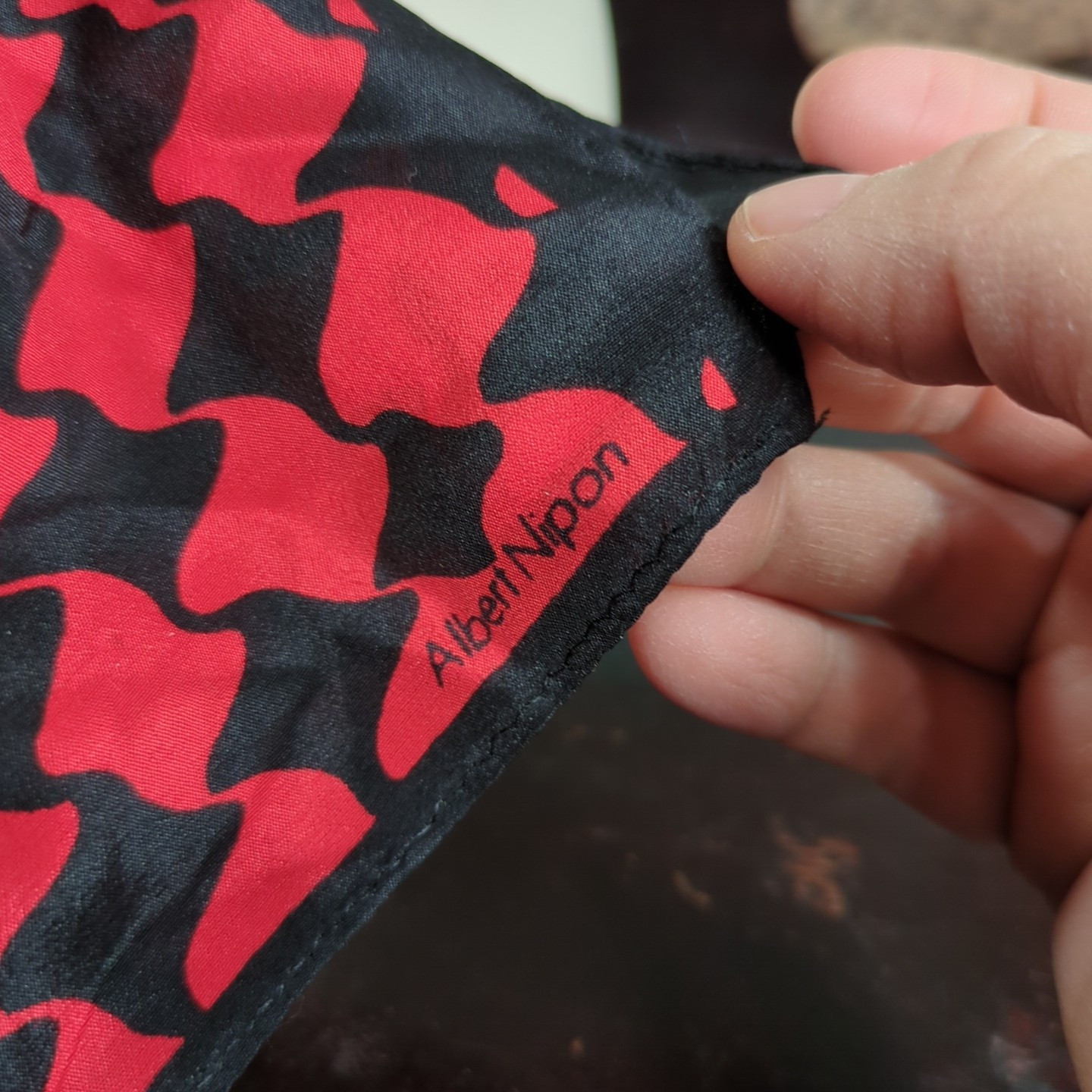 Albert Nipon Red & Black Exquisite Fine Silk Oblong Rectangle Scarf