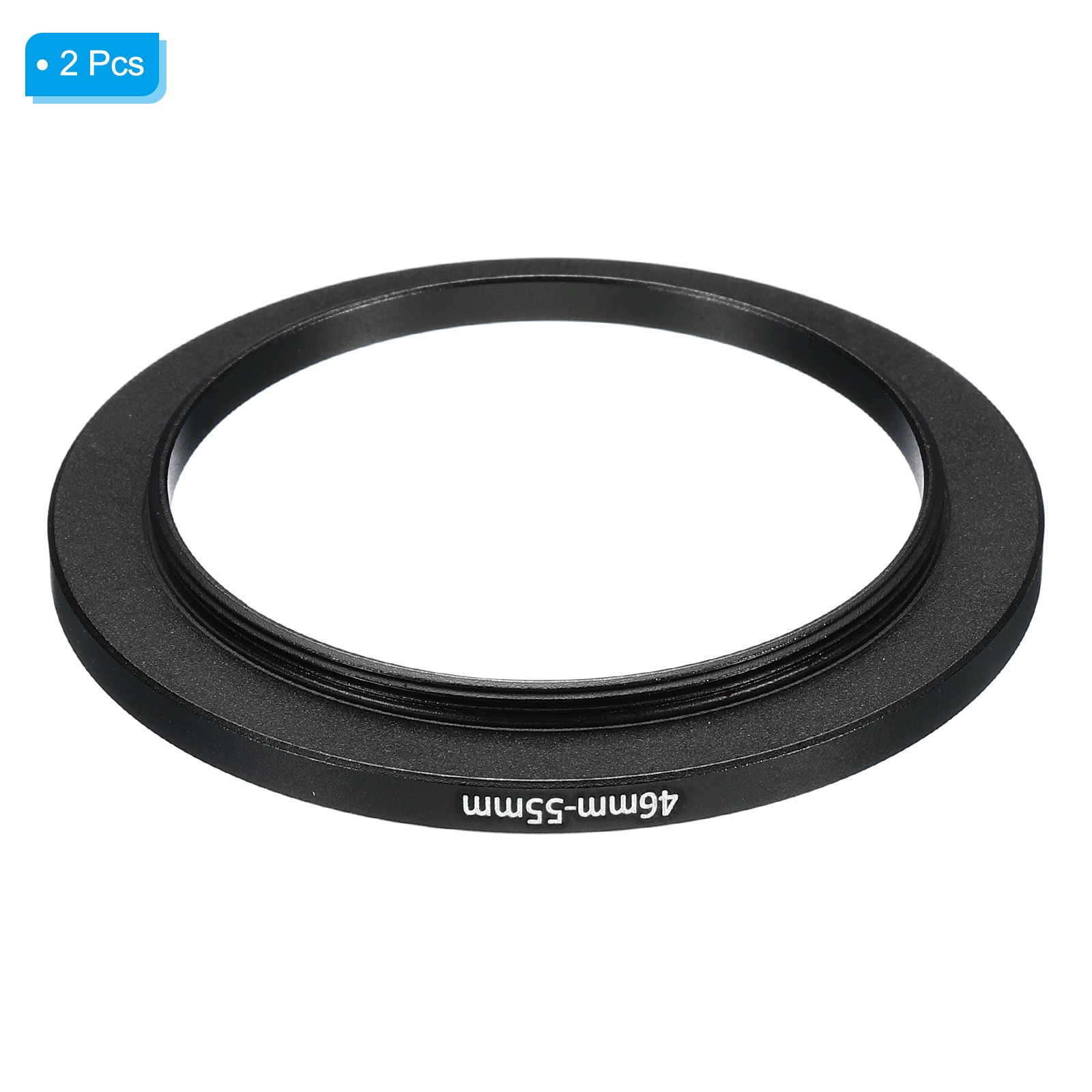 2 Pcs 46mm-55mm Metal Step Up Ring Camera Lens Filter Adapter Ring Black