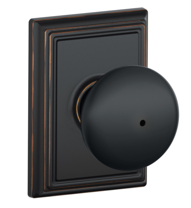 Schlage Plymouth Privacy Knob Set with Decorative Addison Trim F40 PLY ADD