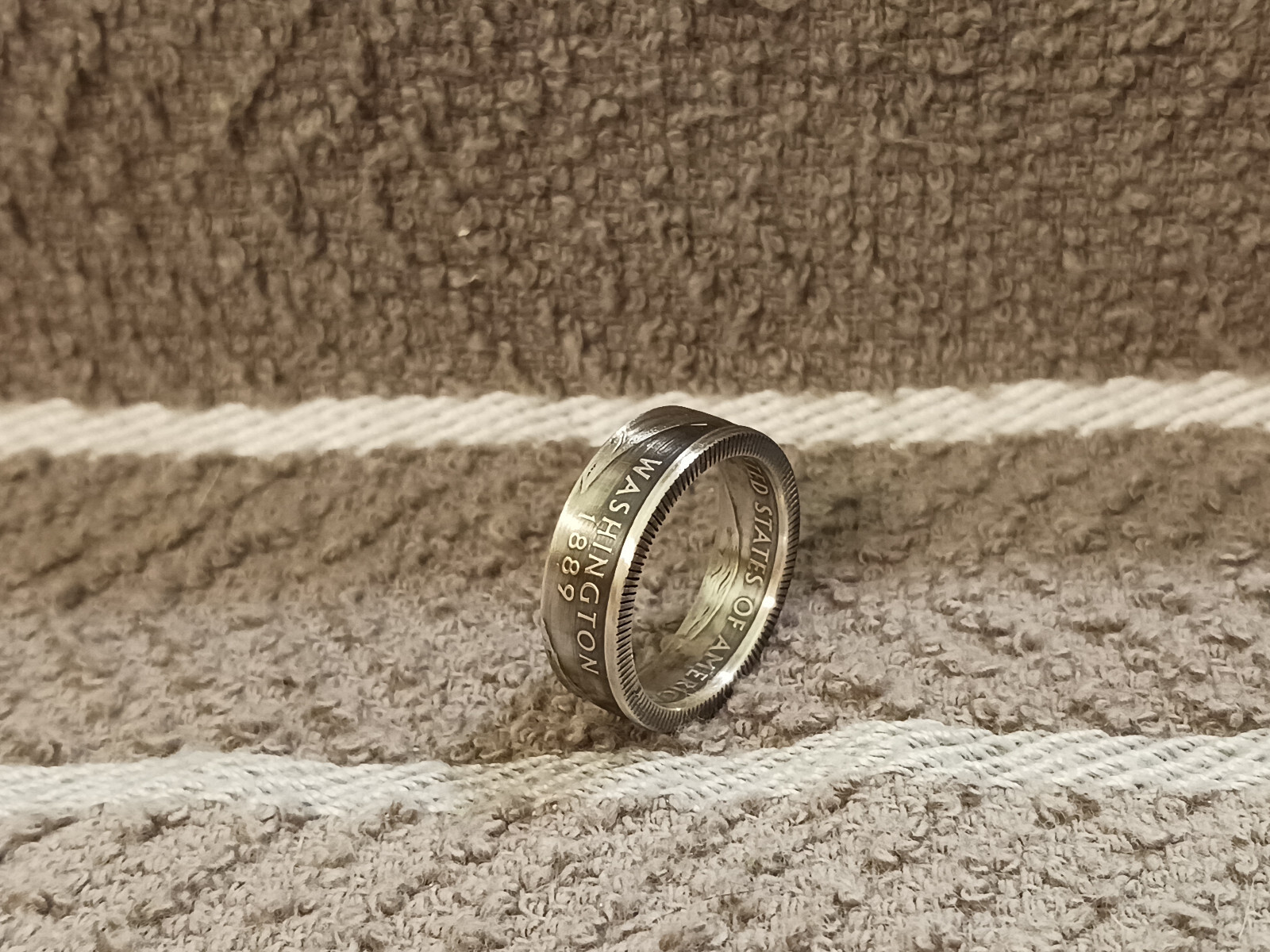 Washington 90% Silver Handcrafted Washington Quarters coin ring size 6.5  2007