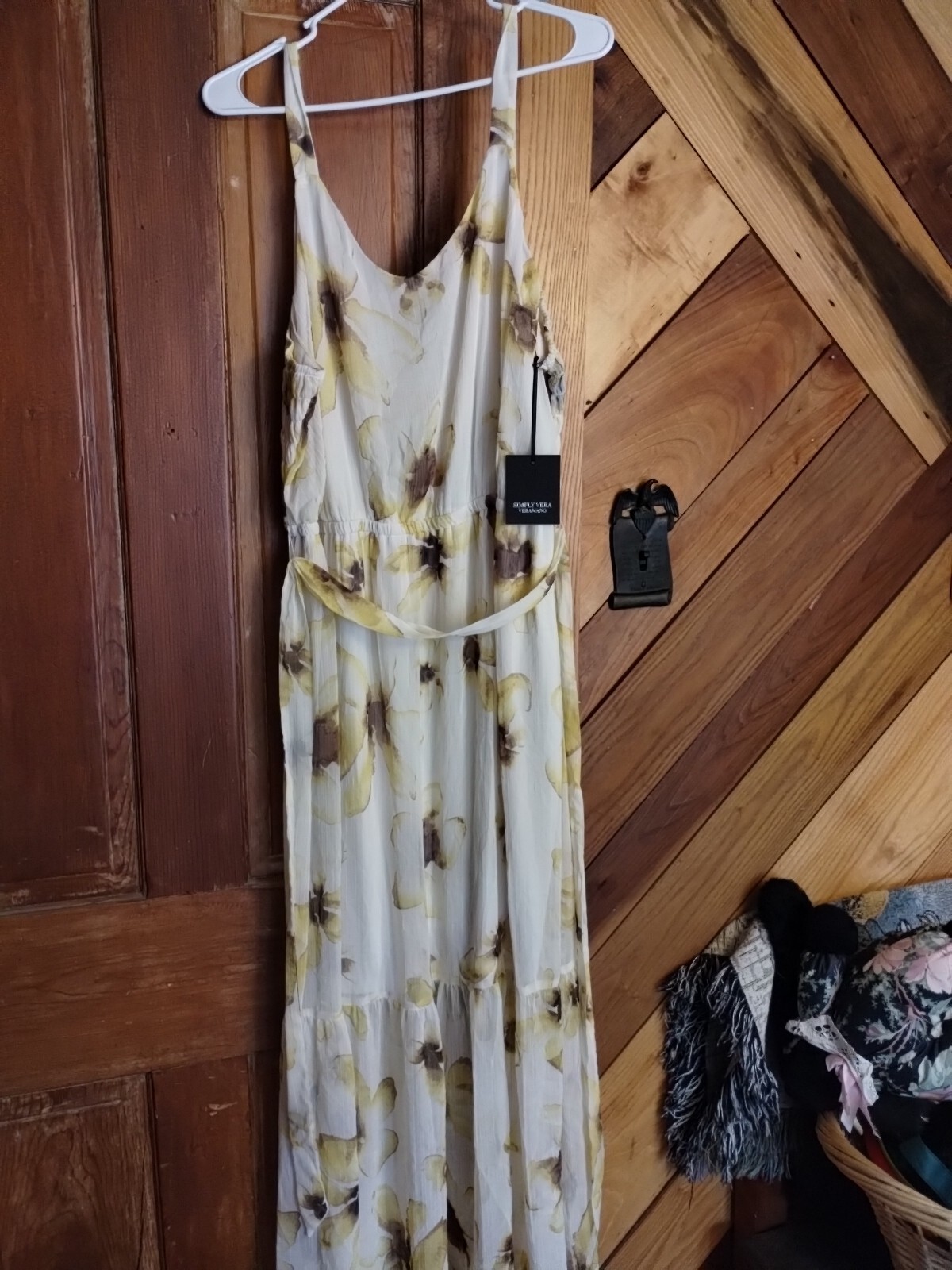 NWT Simply Vera Wang Yellow Floral Dress Tiered Skirt Size XXL