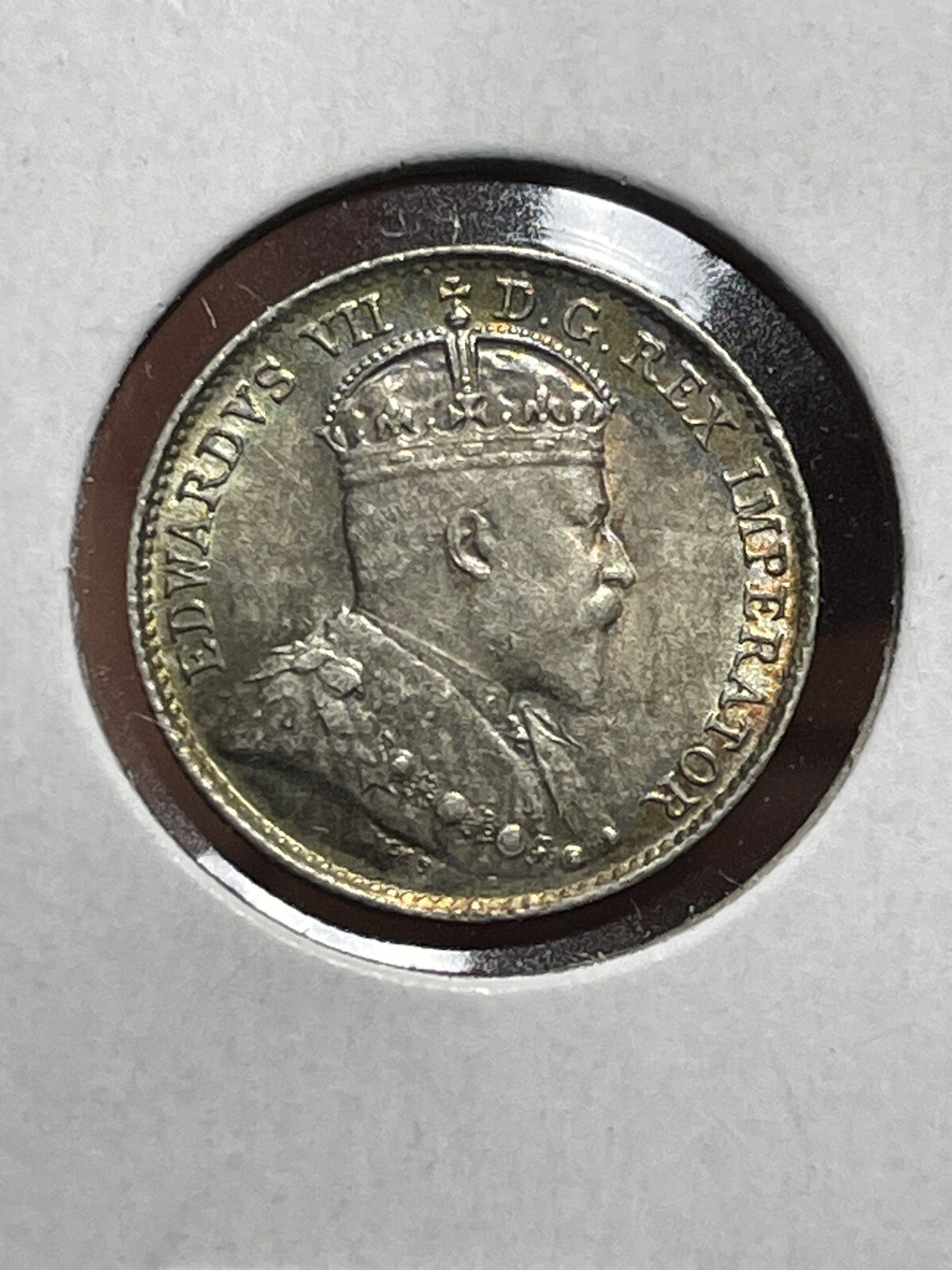 ** CANADA 1907 ( EDWARD VII ) 5 CENTS SILVER .**