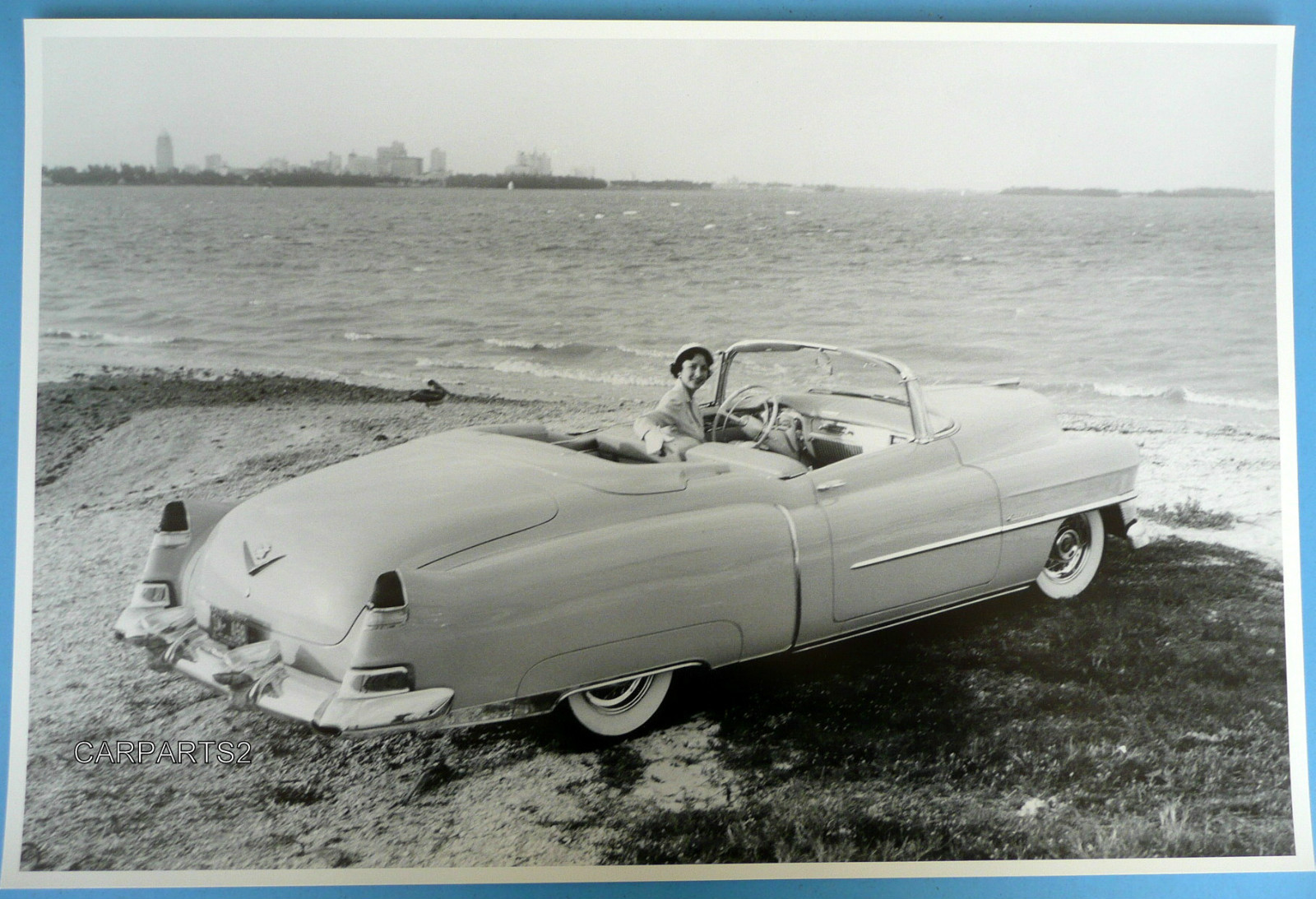 1953 Cadillac El Dorado Convertible Rear View 12 x 18" Black & White Picture