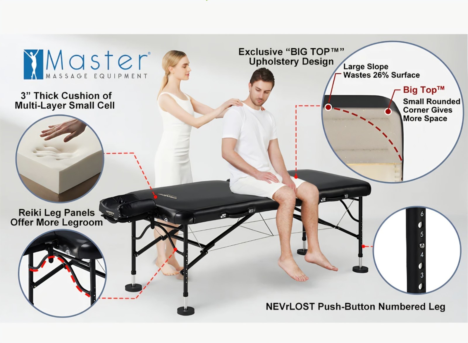 Master Massage 30" STRATOMASTER™ Portable Massage Table Package with NanoSkin