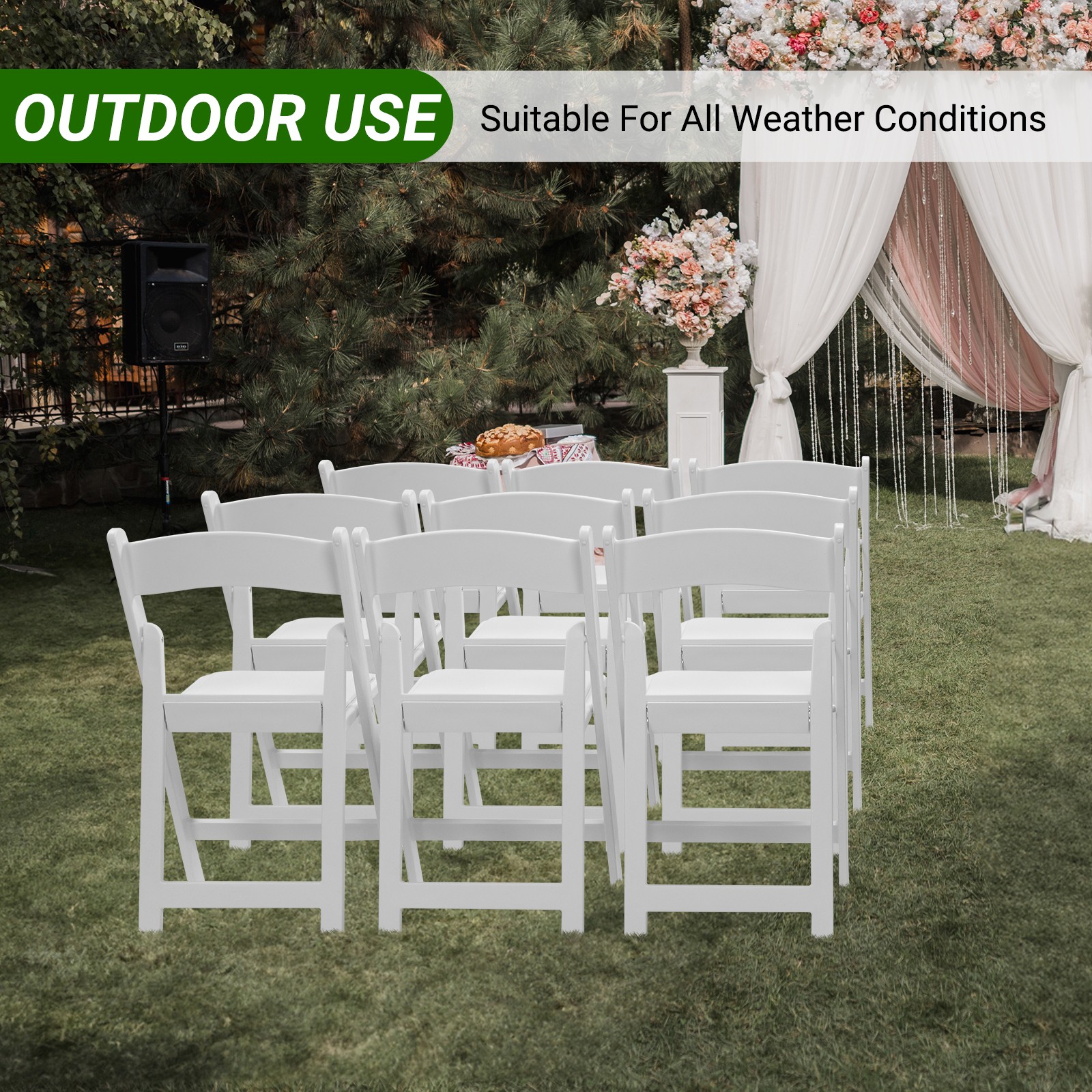 4 PACK Plastic Folding Comfortable Dining Chairs Event Wedding Party Camping