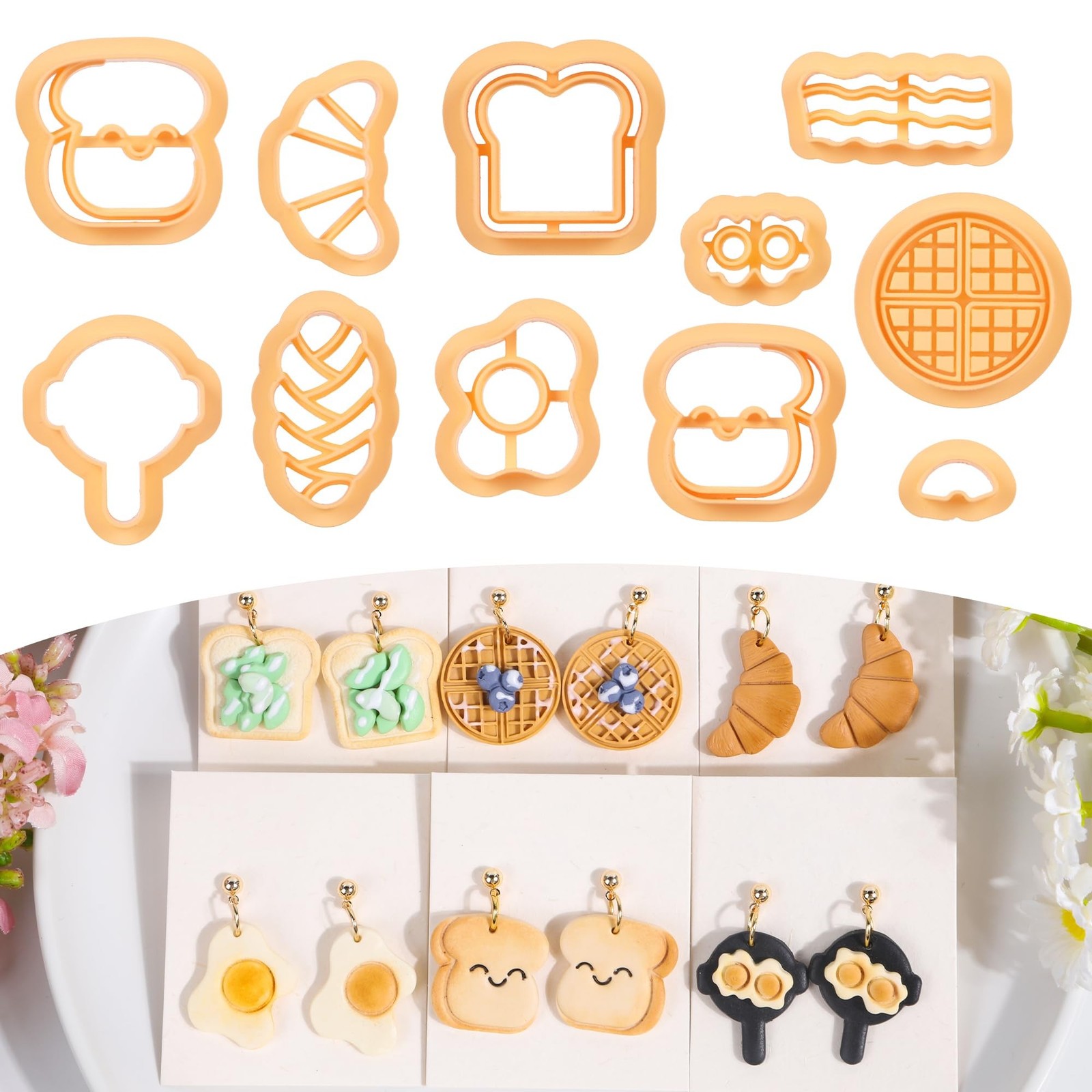 Puocaon Bread Polymer Clay Cutters - 11 Pcs Bakery Cutters for Polymer Clay J...