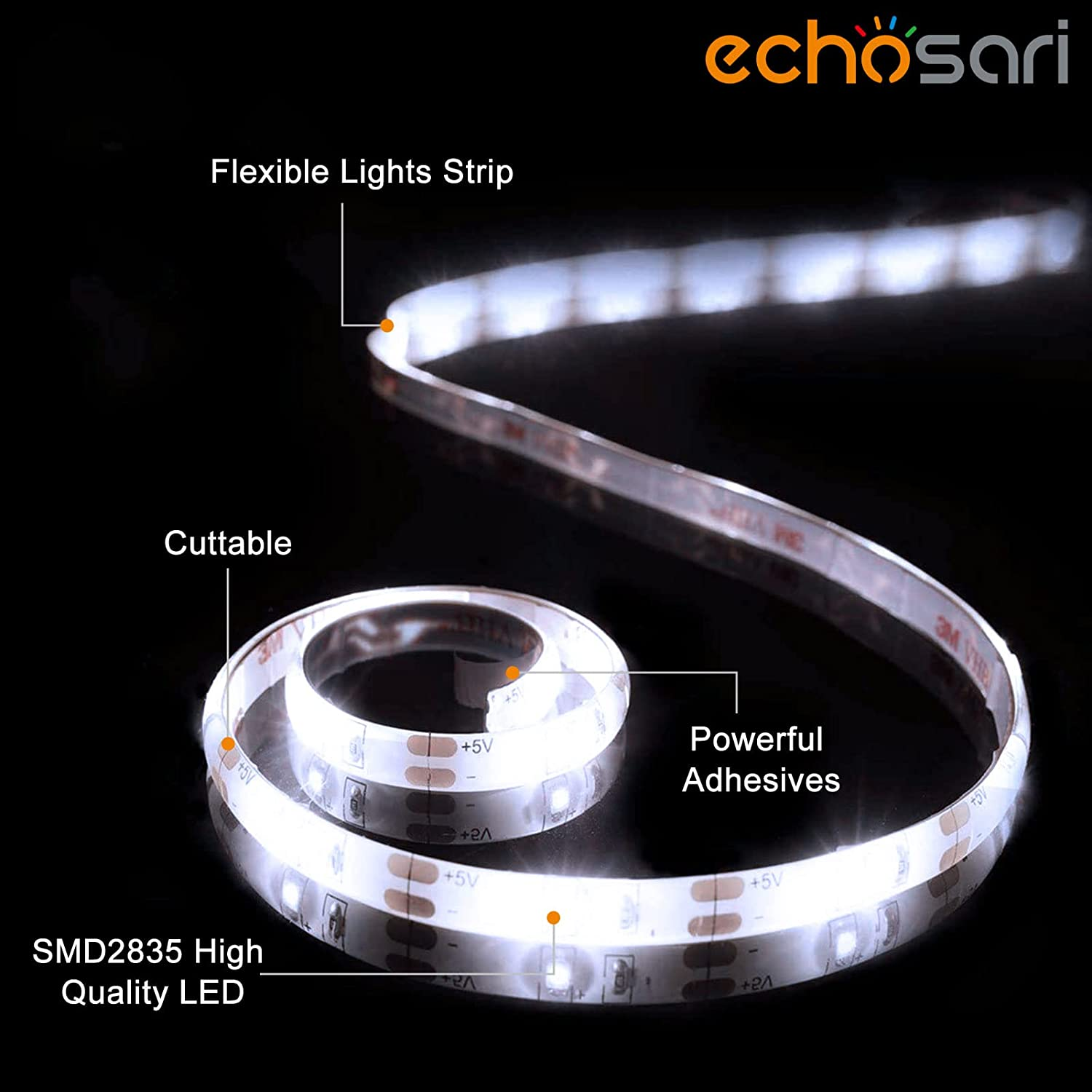 Battery Operated Led Strip Lights White with Remote 8 Modes Dimmable Timer S