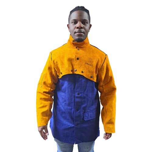 Swaby Leather Welding Cape with Sleeves, Size M