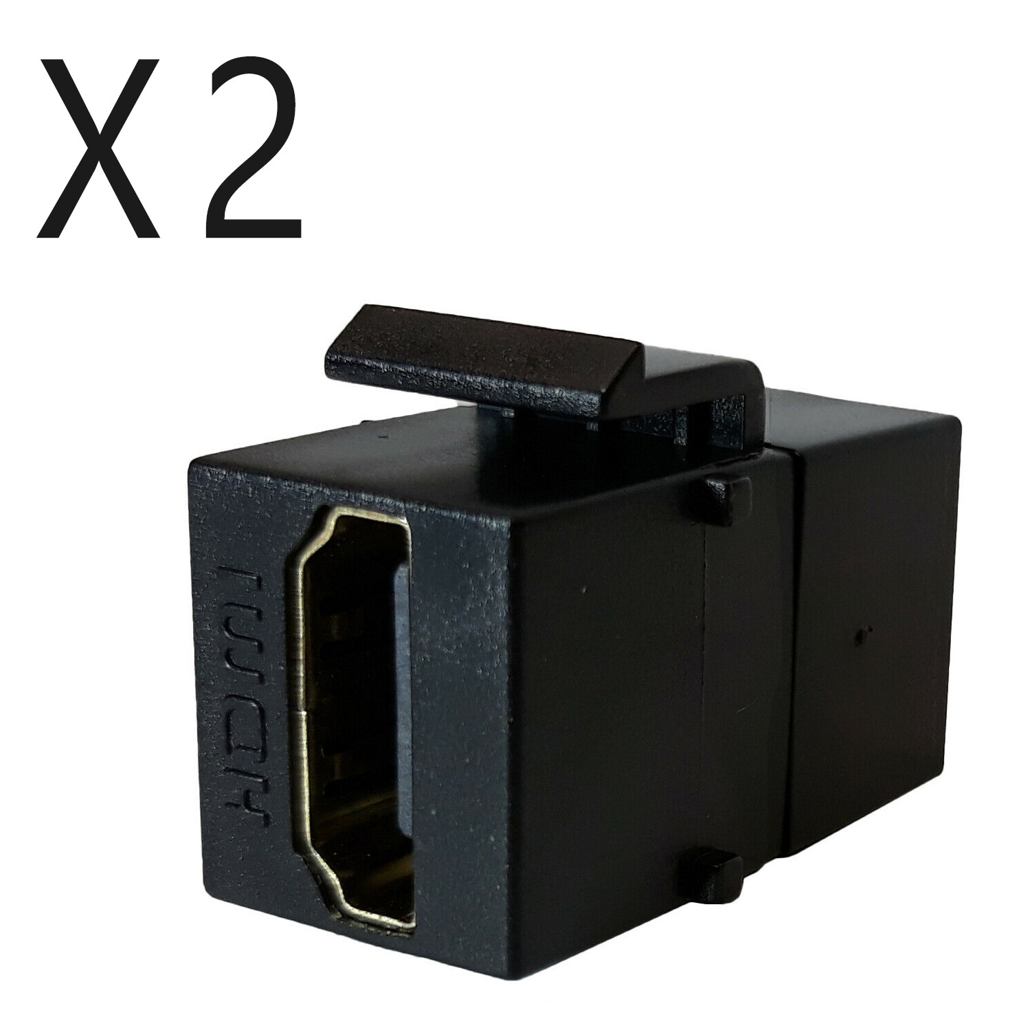 2 Pack Lot - HDMI Keystone Wall Plate Snap-In Jack Insert Coupler Female - Black