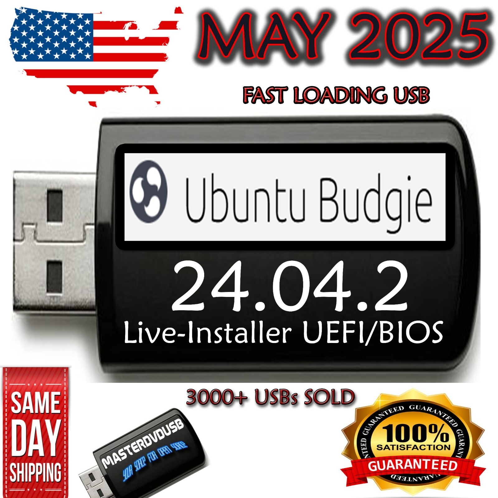 Ubuntu Budgie 24.04.2 USB Bootable LIVE | INSTALLER | UEFI | BIOS | LATEST VER