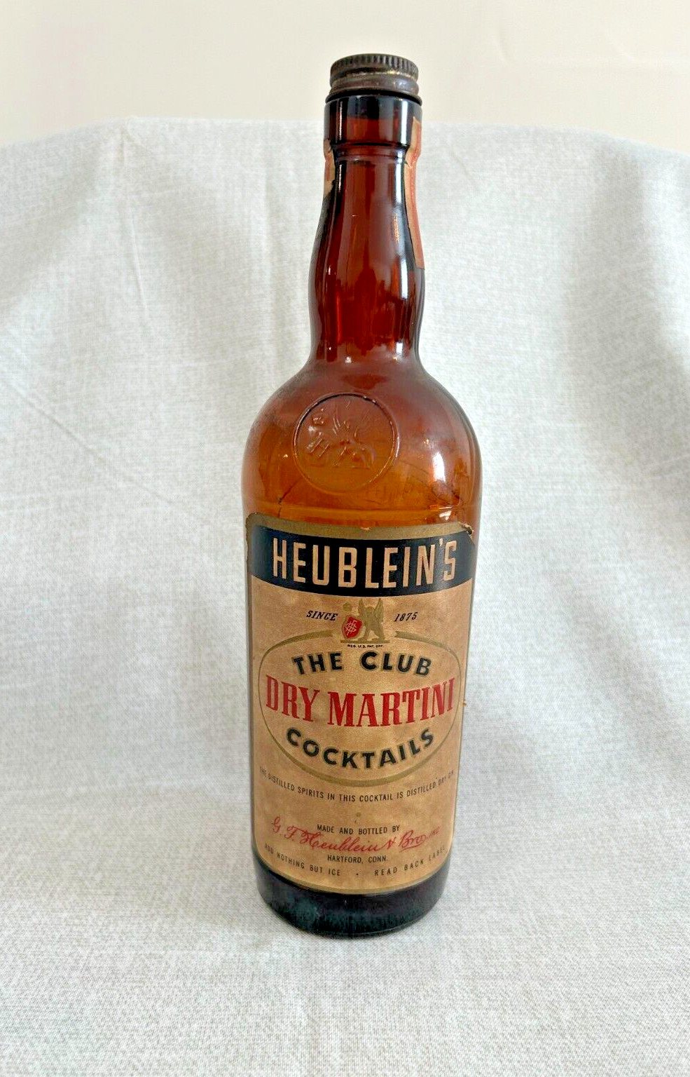 Vintage Brown Heublein's The Dry Martini Liquor Bottle 1940's Empty