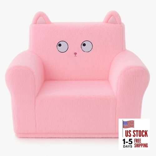 Cute Animal Toddler Foam Chair, Soft Faux Rabbit Fur, Comfy Toddler Lounge