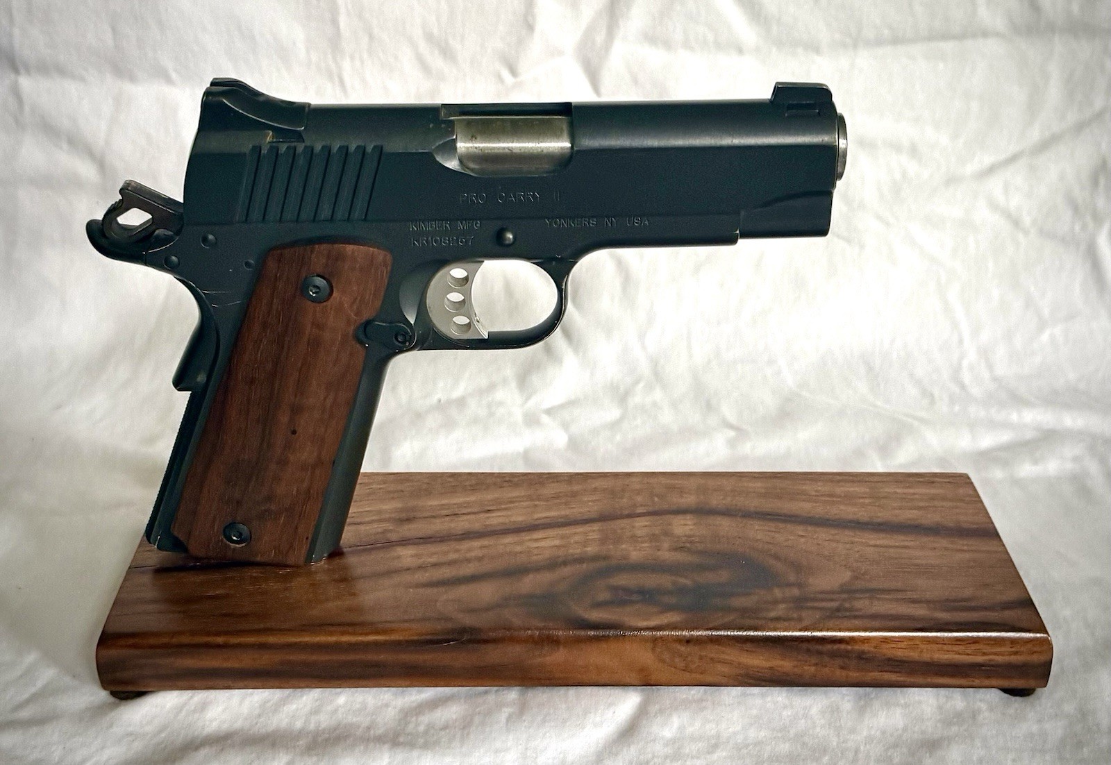 1911 Pistol Display.  AWESOME Repurposed Walnut With Red Epoxy Hand Made USA!