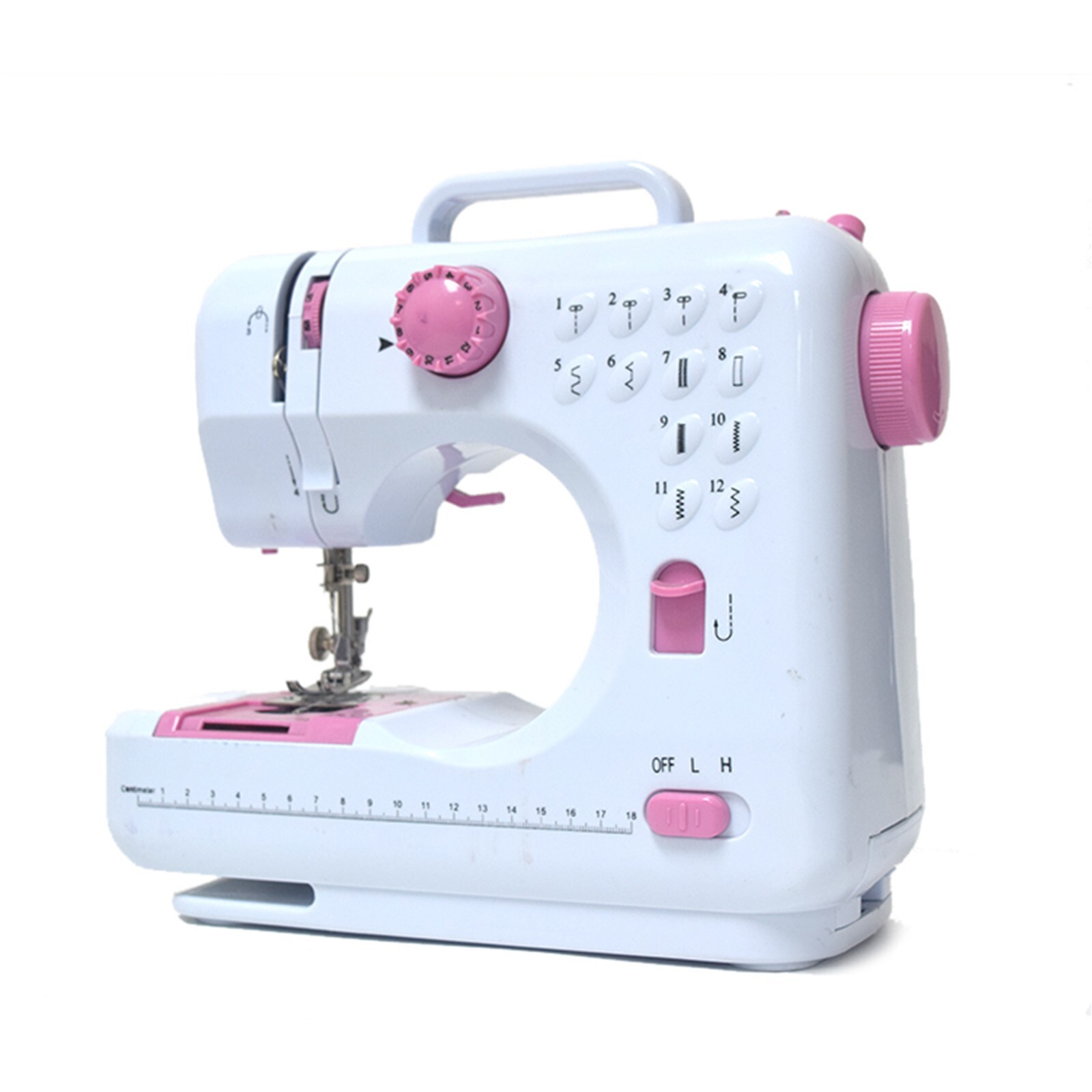 Mini Electric Sewing Machine 12 Stitches Double Thread Portable US Plug Pink
