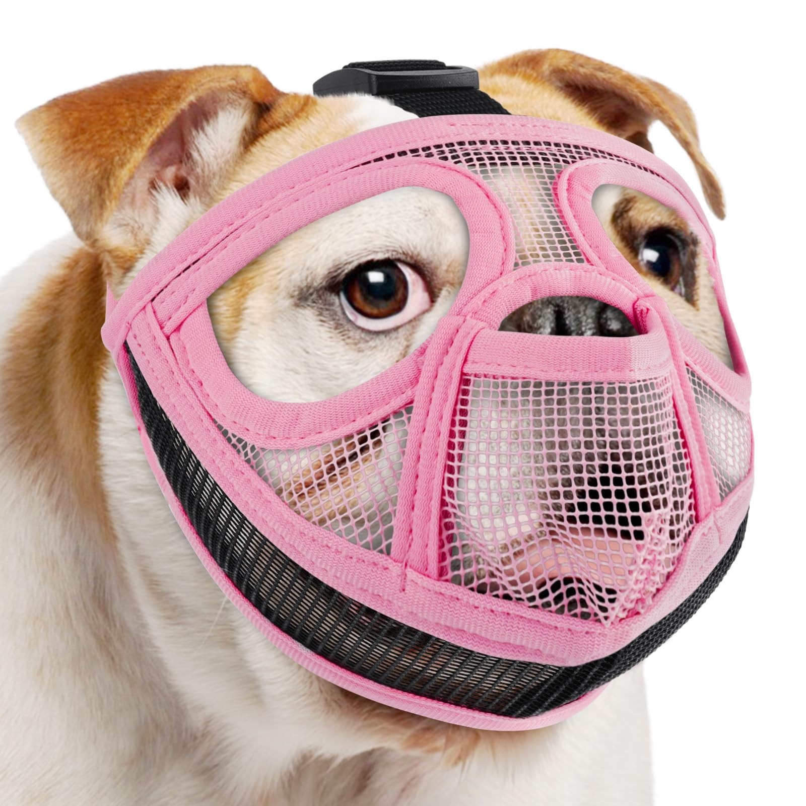 Mayerzon Short Snout Dog Muzzle for French Bulldog with Full Pant Design Pink L